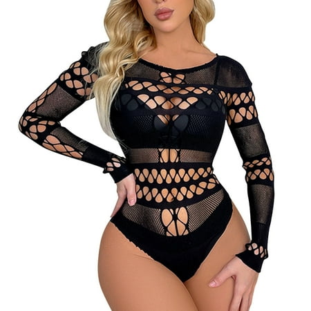 Gym Sports Bras Bras With Front Closure for Seniors Women Lingerie Long Sleeves Bodysuit Sexy Mesh Teddy Underwear