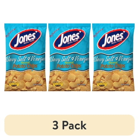 (3 pack) Jones' Wavy Salt & Vinegar Potato Chips, 9 Oz.