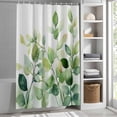 thumbnail image 3 of Watercolor Ombre Green Leaf Fabric Shower Curtain Plant Washable Shower Curtains for Bathroom, Waterproof Bath Curtain with Hooks Home Decor 72x72in, 3 of 8