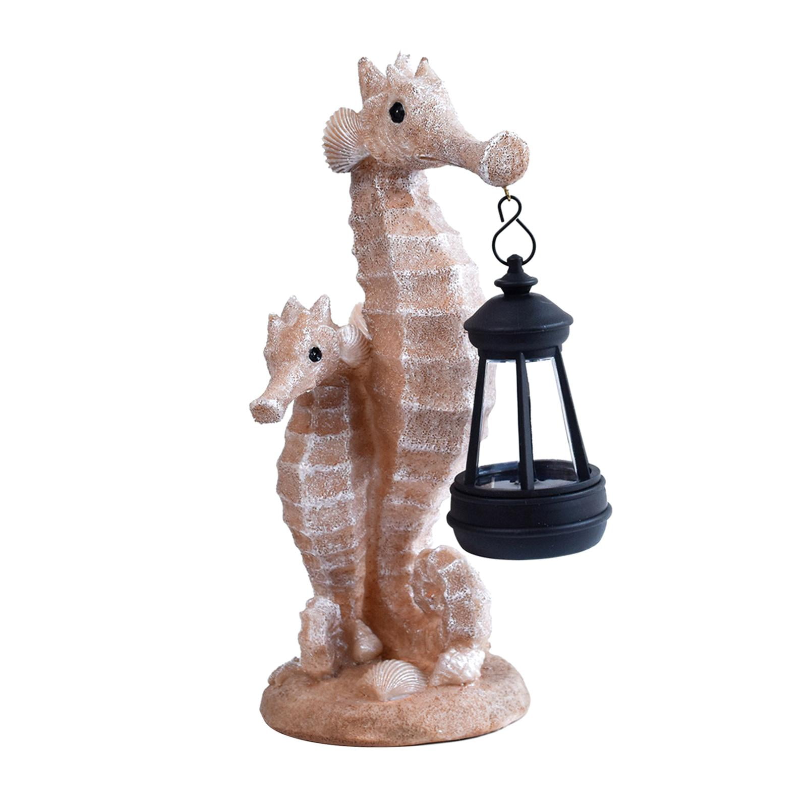 koolsoo Solar Powered Light Ornaments, Seahorse Sculpture, Solar Lantern, Cute Garden Statue, Resin Figurine for Gardening, Outdoor Gift, Gift in