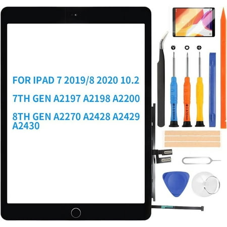 for iPad 7 7th/8 8th Generation Screen Replacement A2197 Digitizer A2270 Touch Kit for iPAD 10.2 2019/2020 Screen Replacement A2198 A2200 A2428 A2429 A2430 Glass Repair Parts +Home Button