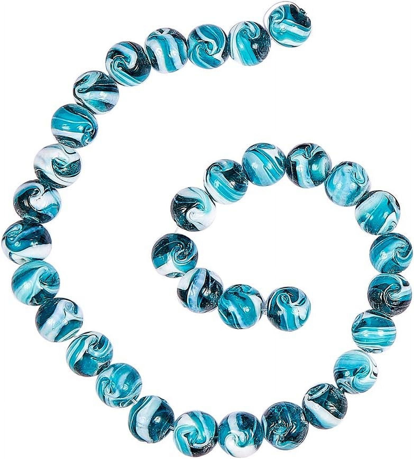 100 pcs 14mm Handmade Lampwork Round Loose Beads for Jewelry Making DIY Bracelet Necklace Darkcyan Hole: 1-2mm