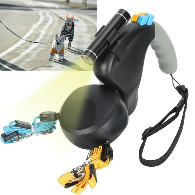 Laisse pour Chien Rétractable Double, Rotation Libre Durable Laisse Extensible avec Lanière pour Chiens pour Promenade