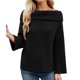 thumbnail image 3 of Suéter de Mujer con Hombros Descubiertos, Larga, Estilo Suéter de Punto Suelto, Ideal para Otoño de 2025. Negro L, 3 of 8