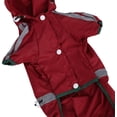 thumbnail image 4 of Abrigo impermeable mediano para perros, chaqueta para gatos con capucha ajustable y tira reflectante, mono para exteriores (rojo, S), 4 of 5
