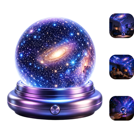 3D Galaxy Projector Night Light Crystal Ball Lamp Space Nebula Star Projection Lamp Portable Indoor Night Lamp Wall & Ceiling Light for Gaming Room Bedroom Creative Couple Gift