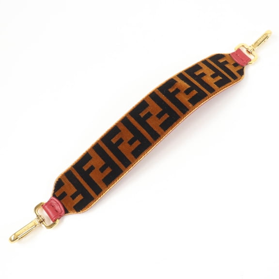Pre-Owned FENDI Mini Strap You Velvet Shoulder Bag with FF Logo and Zucca Pattern, Leather...