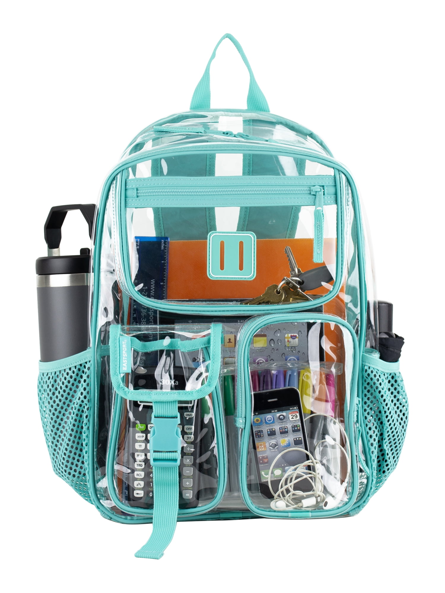 Eastsport Unisex Pro Cargo Clear 17" Backpack, Pool Blue