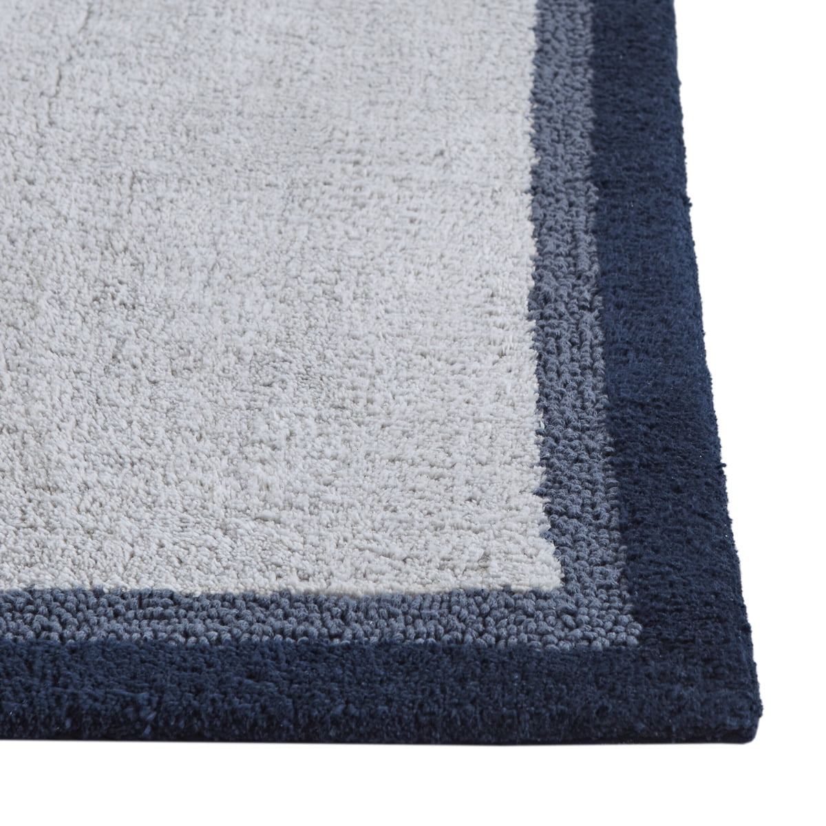 MAYEERTY 100% Medium Pile Cotton Tufted Bathroom Mat, Navy, 24"W x 60"L