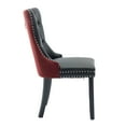 thumbnail image 3 of Tcbosik 2 Pack Modern Dining Chairs, PU and Velvet Upholstered Side Chair with Tufted Button Back, Accent Chair with Wood Legs for Kitchen, Living Room, Black+Burgundy, 3 of 8
