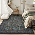 thumbnail image 3 of SUNDEREY 5'x7' Vintage Floral Area Rugs for Living Room, Washable Large Boho Area Rugs for Bedroom, Soft Non-Slip Thin William Morris Botanical Rug for Dining Room Home,Dark Green, 3 of 9