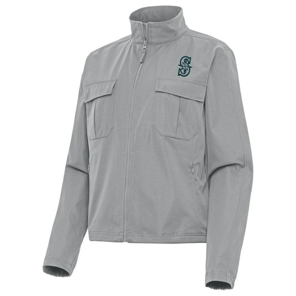 Women's Antigua Gray Seattle Mariners Even Par Full-Zip Jacket
