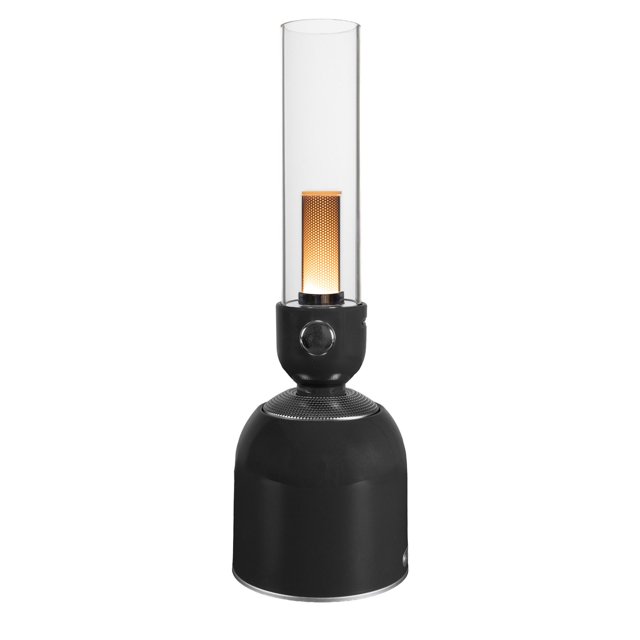 Festive Living Lanterne de Camping Rechargeable 3-en-1 avec Haut-Parleur Bluetooth, à Intensité Réglable avec Bouton Tactile, 3 Options de Tons Blancs, Style Classique avec Fini Noir Épuré, Construction Solide, Base Lestée
