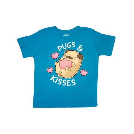 

Inktastic Valentines Day Pugs and Kisses with Pink Hearts Gift Toddler Boy or Toddler Girl T-Shirt