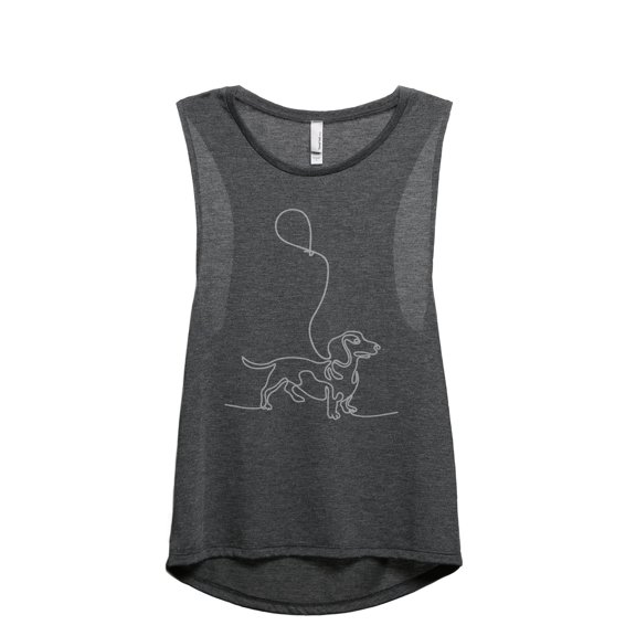 Dachshund Dog Balloon Women's Fashion Sleeveless Muscle Workout Yoga Tank Top Charcoal Grey X-Large