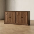 thumbnail image 3 of BEDEEP 63" Storage Cabinet Set of 2 with Doors & Shelves, Modular Fluted Accent Arched Sideboard Buffet Cabinet, Coffee Bar Kitchen Pantry, Media Console Cabinet for Living Room, Bedroom, Walnut, 3 of 11