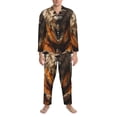 thumbnail image 3 of Susaid Jungle Meditating Lion Print Men's Long Sleeve Pajama Set, Two-Piece Button-Down Loungewear PJs Set, Comfortable Sleepwear for Relaxation-X-Large, 3 of 7