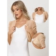 thumbnail image 2 of DARING DIVA Women's Mesh Sheer Shrug Cropped Cardigan Bolero M Apricot, 2 of 6