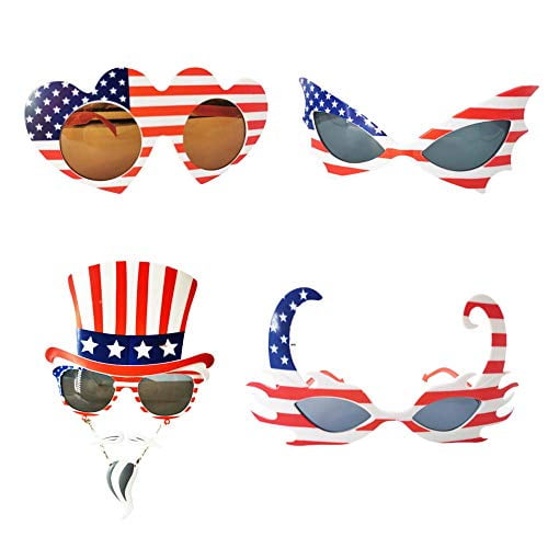 TD.IVES American Flag Glasses USA Patriotic Party Sunglasses Holiday Sunglasses Eyewear for Party Props 6 Pack 