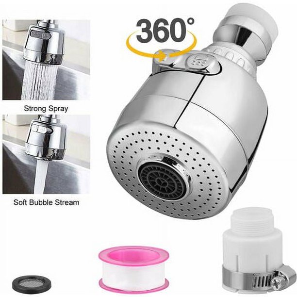 Cabezal de grifo de cocina, grifo giratorio de 360° que ahorra agua, cabezal de boquilla rociadora de agua para grifo de fregadero, cabezal rociador extraíble de 2 funciones, cabezal de
