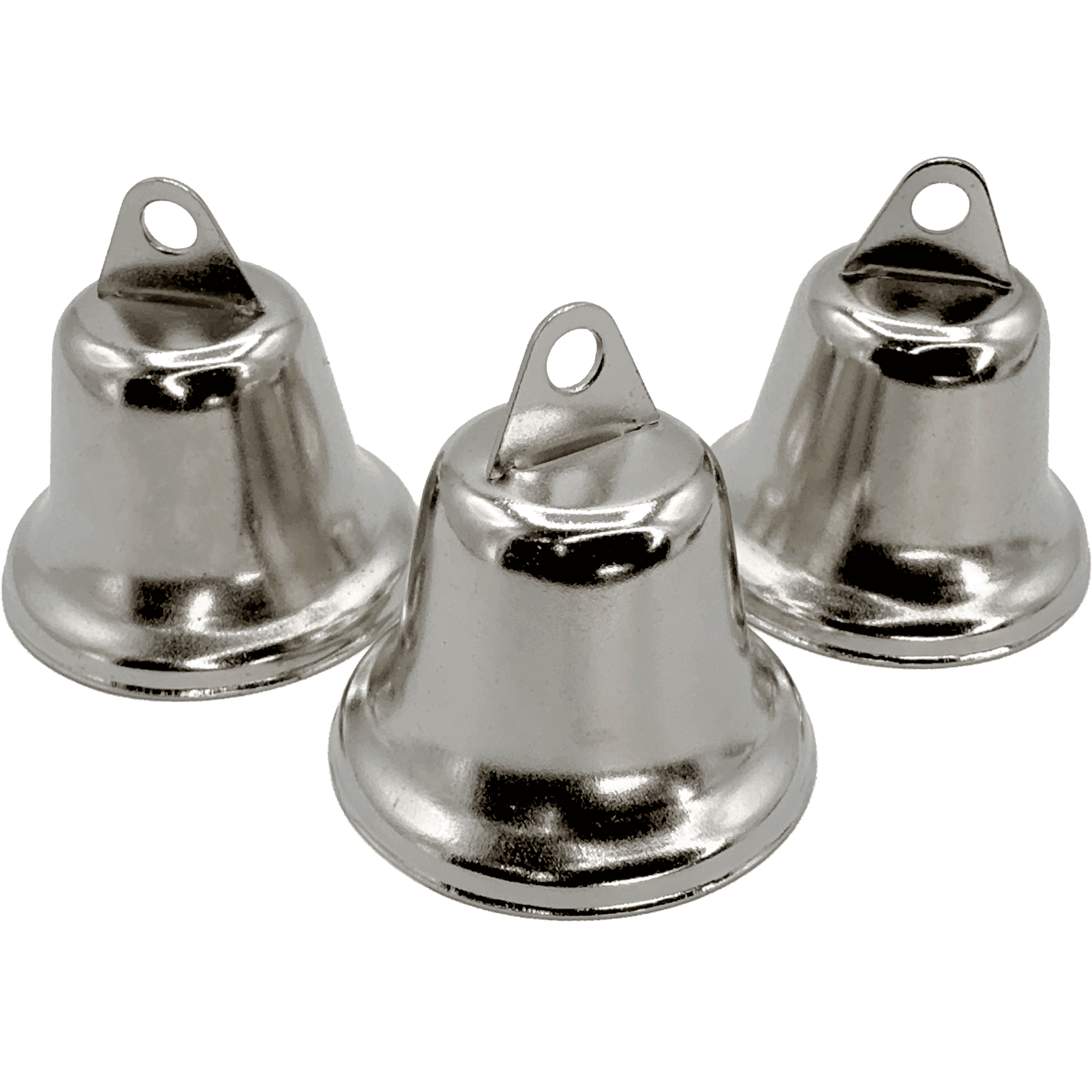 Impeckable Bird Toys 370 Pk3 43mm Powder Coated Bell Silver – Nickel-plated steel bells with bright sound for climbing, pulling, foraging toys – Handcrafted for small birds like finches and budgies
