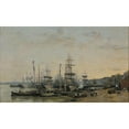 thumbnail image 2 of Eugène Boudin 24x16 Gold Ornate Framed and Double Matted Museum Art Print Titled - The Port of Bordeaux, Seen from the Quai Des Chartrons (1875), 2 of 4