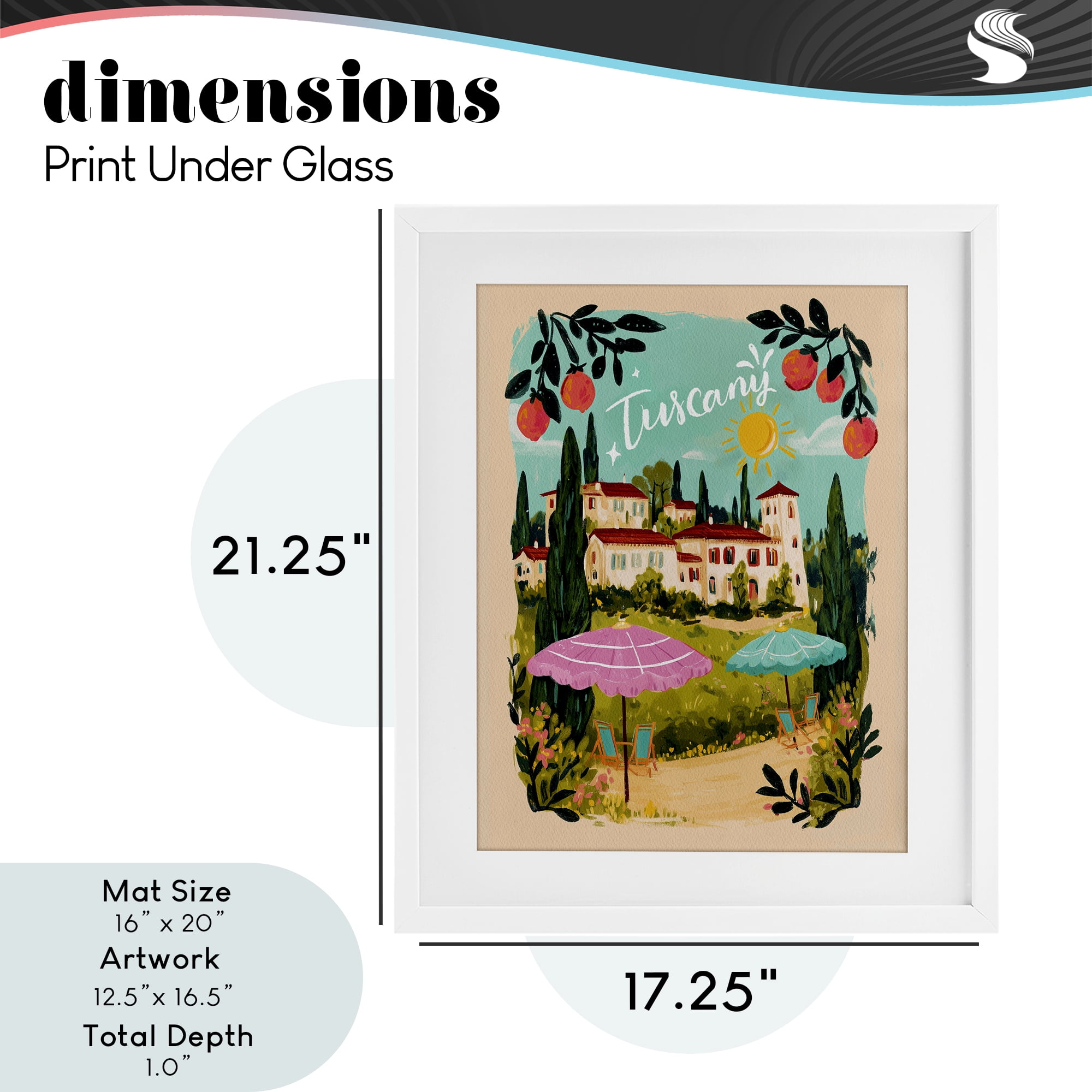 Fruit Bordered Tuscany White Framed Print Under Glass, design by Yen