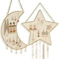 thumbnail image 5 of Hadanceo Jewelry Hanger Exquisite  Moon Star Shaped Wrought Iron Grid Earrings Organizer Ornamental Great for Bathroom, 5 of 7