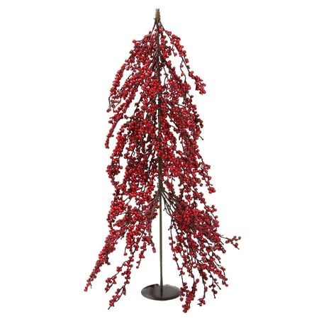 Northlight 2.7 FT Unlit Artificial Christmas Tree Downswept Festive Red Berries
