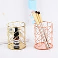 thumbnail image 5 of Rose Gold Pencil Cup, Wire Metal Mesh Pen Holder, Make Up Brush Holder, Heavy Duty Pen Cup, Pen Organizer Accessories for Desk Office Home, 1 Pcs, 3.15x3.15x3.94", 5 of 6