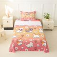 thumbnail image 2 of Manfei Cute Pet Kitten Twin Sheets, Cartoon Groovy Flower Bedding, Peach Pink, 3pcs, 1 Flat Sheet, 1 Fitted Sheet and 1 Pillowcase, 2 of 6
