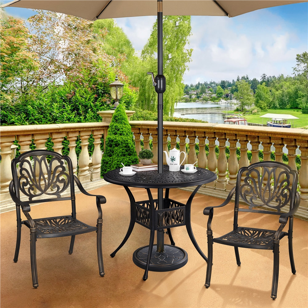 Alden Design 26.5 lb Heavy Duty Iron Patio Umbrella Base 18" Dia, Bronze