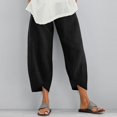 thumbnail image 1 of Pantalones harén para mujer, pantalones de pierna ancha de cintura elástica de lino y algodón Vintage, pantalones recortados holgados con bolsillos sólidos informales para mujer, S-5XL Tan Jianjun unisex, 1 of 2