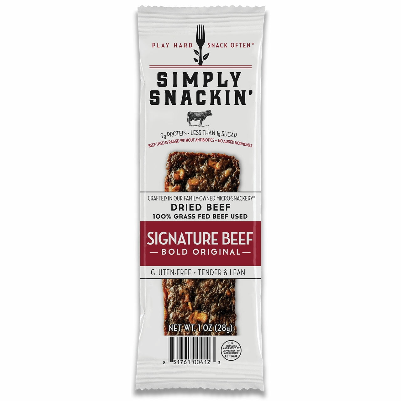 Simply Snackin' Beef Protein Snack - Signature Beef BOLD Original Size: 12-Pack