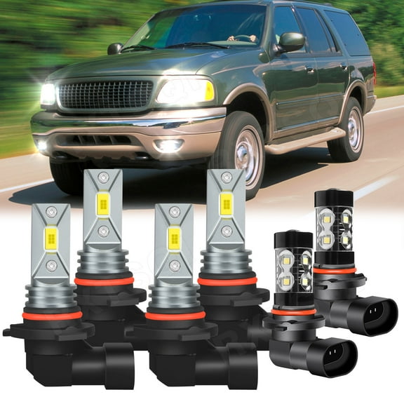 For Ford Expedition 2003 2004 2005 2006 LED Headlight Fog Light Bulbs 9005 9006 9145 Pack of 6