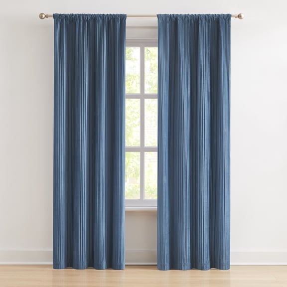 Lush Decor Glam Pleated Velvet Light Filtering Window Curtain Panels?? Pair 38" W X 84" L Blue?? - Velvet Curtains - Drapes - Blue Curtains - Glam Decor