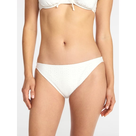 Time and Tru Women's Low Rise Cheeky Eyelet Bikini Bottoms, Sizes XS-XL