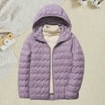 thumbnail image 3 of Winter Jackets For Women Hooded Front Zipper Plus Size Quilting Cardigan Lightweight Casual Thermal Coat With Zip Pockets (M, Purple), 3 of 5