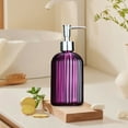 thumbnail image 6 of Steadline Vertical Stripe Glass Soap Dispenser - 400ml Refillable Hand Wash Bottle - Decorative Bathroom Organizer for Liquid Soap and Body Wash - Home Decor Essentials, 6 of 6