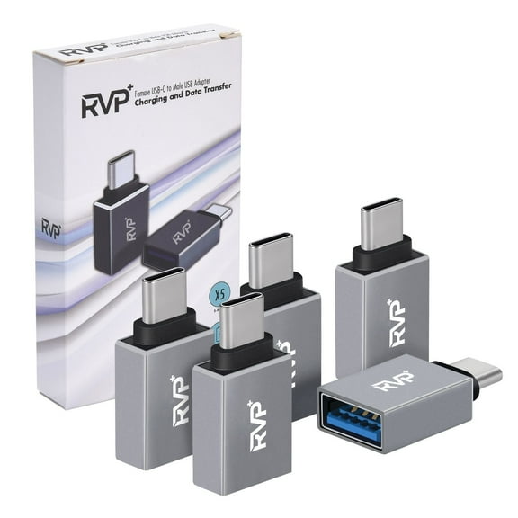 RVP RVP-Adp-OTG102-5 USB C Female to USB Male Cable Connector, 5 Pack