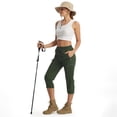 thumbnail image 6 of MASKERT Women's Capri Pants - Lightweight Quick Dry Athletic Casual Pants Zipper Pockets Hiking Outdoor Workwear Pants Army Green S, 6 of 7