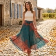 thumbnail image 3 of Wxqbjtam Women's Long Hippie Bohemian Skirt Gypsy Dress Boho Clothes Skirt - Green, as, 3 of 6