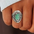 thumbnail image 4 of YYKihy Leaf Turquoise Ring Tree Leaves Pattern Chalcedony Ring Personality Exaggerated Retro Turquoise Ring, 4 of 8