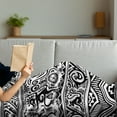 thumbnail image 3 of Ethnic Soft Flannel Fleece Throw Blanket, Monkeys Birds Simplistic Animal Motifs Ornaments Petroglyph Theme, Cozy Plush for Indoor and Outdoor Use, 70" x 90", Black White, by Ambesonne, 3 of 5