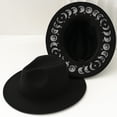 thumbnail image 3 of Hsqqdc Digital Printed Wide Brim Fedora Hat, Unisex Classic Jazz Panama Hat for Church Party, 3 of 7