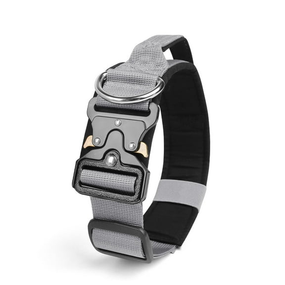 Premium Dog Collars Tactical Dog Collar with Handle and Heavy Duty Quick-Release Metal Buckle Durable Thick and Adjustable for Medium to Large Dogs (Silver L)