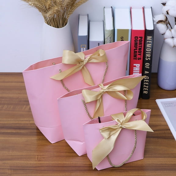 WRISTBIQUE Paper Shopping Bag Pink 3Pcs 8.3x2.8x5.9in