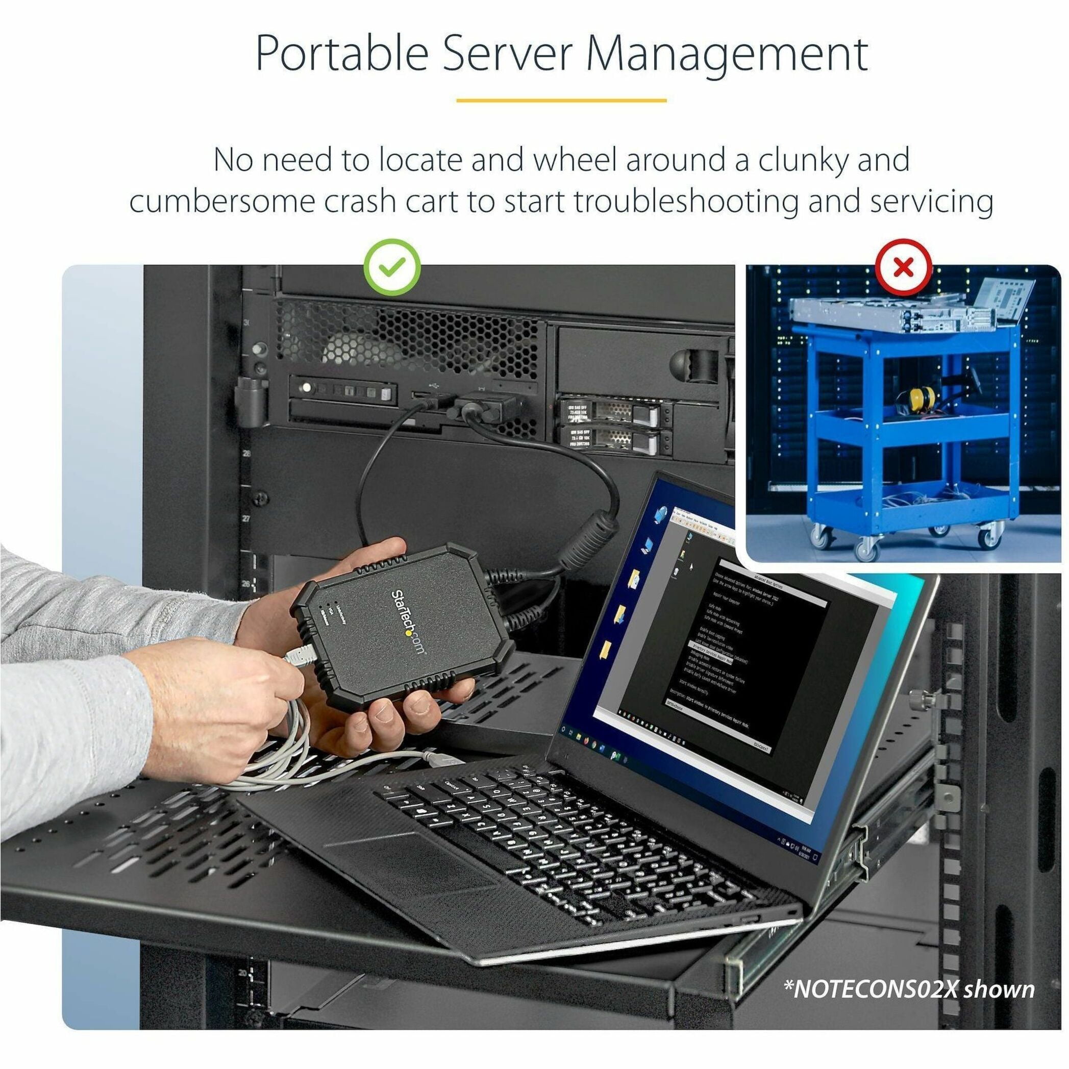 StarTech USB Crash Cart Adapter - File Transfer & Video - Portable Server Room Laptop to KVM Console Crash Cart