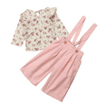 thumbnail image 3 of Baby Toddler Girls Purple Floral Ruffle Blouse and Pink Wide Leg Pants with Suspender 2pcs (110/2-3 Years), 3 of 4
