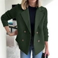 thumbnail image 3 of Womens Tops Long Sleeve Fall Winter Suit Collar Solid Color Woolen Small Coat Hoodless Casual Coat Jacket Army Green M,Blouse for Women, 3 of 5